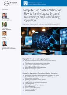 Computerised System Validation: Maintaining Compliance during Operation - Live Online Training