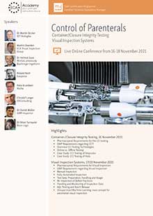 Control of Parenterals - Container/Closure Integrity Testing & Visual Inspection Systems - Live Online