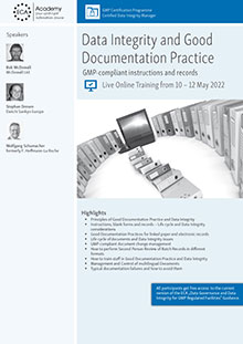 Live Online Training - Data Integrity and Good Documentation Practice