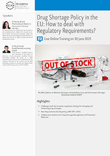 Drug Shortage Policy in the EU: How to deal with Regulatory Requirements? - Live Online Training