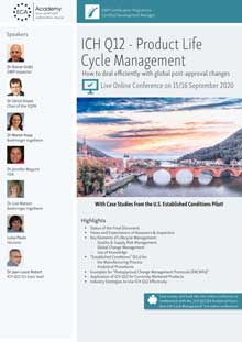 Live Online Conference: ICH Q12 Product Life Cycle Management & ICH Q2/ICH Q14 Analytical Procedure Life Cycle Management