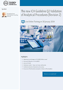 The new ICH Guideline Q2 Validation of Analytical Procedures (Revision 2) - Live Online Training