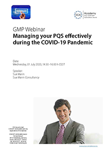 Webinar Managing your PQS effectively during the COVID-19 Pandemic